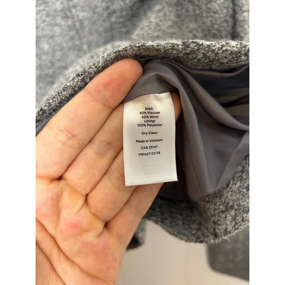 Talbots Blazer Women's 6P Jacket Gray Tweed Wool Blend Zip Front career workwear